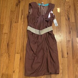 Chic Brown Midi Dress with Silver Accents